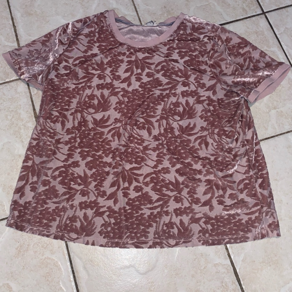 pink, floral, part velvet, shirt, size XL